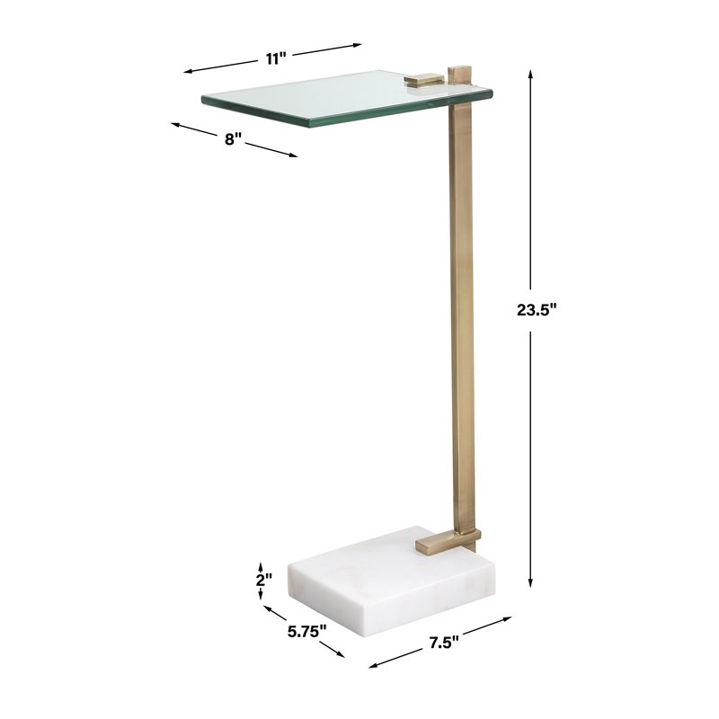 Uttermost Butler Stainless Steel and Marble Accent Table in Brass