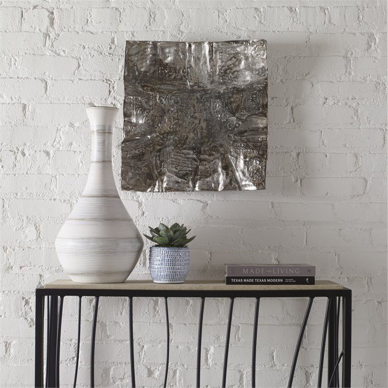Uttermost Archive Organic Shape Contemporary Aluminum Wall Decor in Nickel