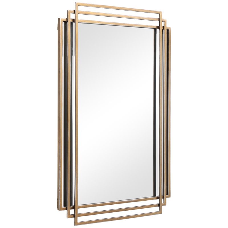 Uttermost Amherst Iron Metal & MDF Mirror with Silver Highlights in Brushed Gold