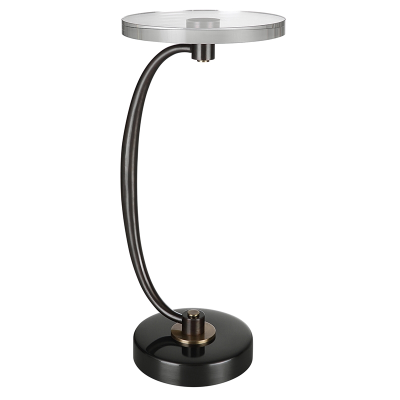Uttermost Waveney Iron Metal and Crystal Drink Table in Bronze