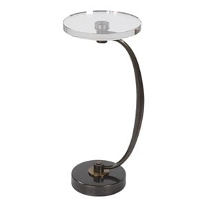 Uttermost Waveney Iron Metal and Crystal Drink Table in Bronze