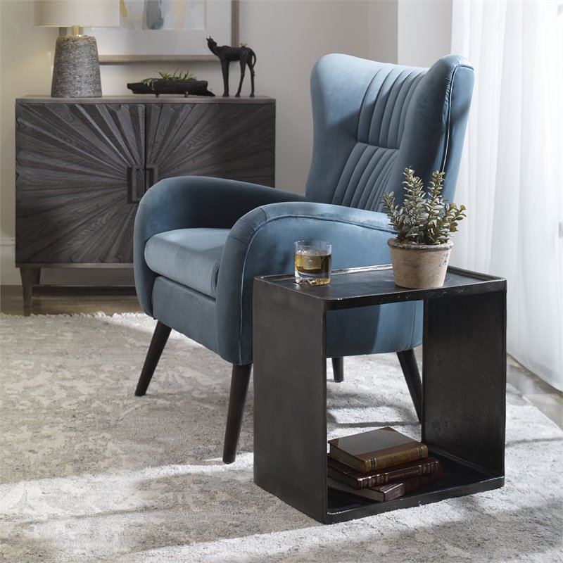 Uttermost Derwent Contemporary Aluminum Side Table in Dark Nickel