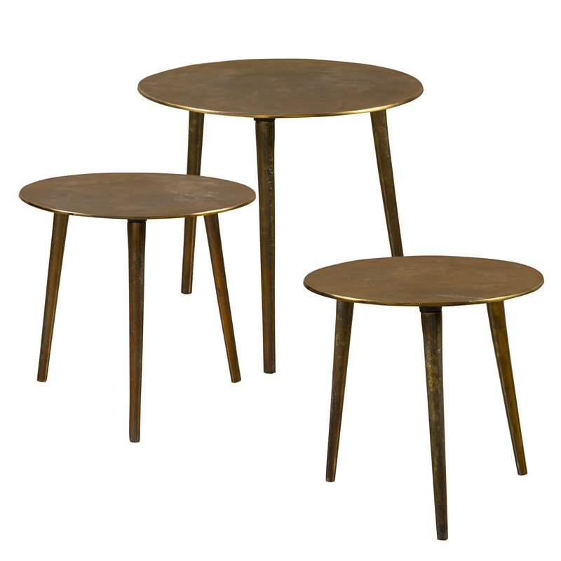 Uttermost Kasai Aluminum Coffee Tables in Oxidized Antique Gold (Set of 3)