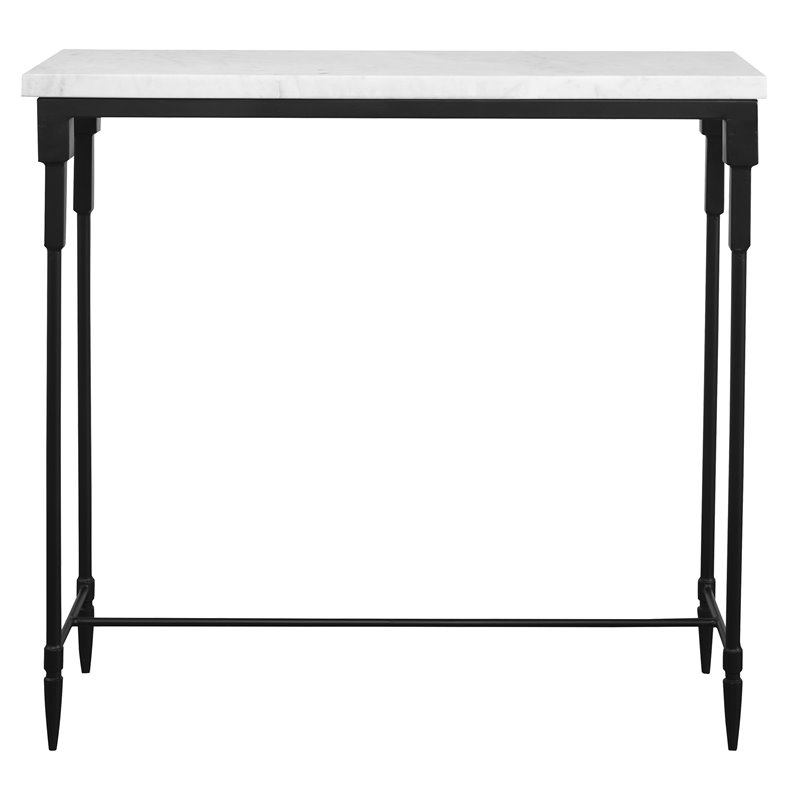 Uttermost Bourges Marble and Iron Console Table in White/Black