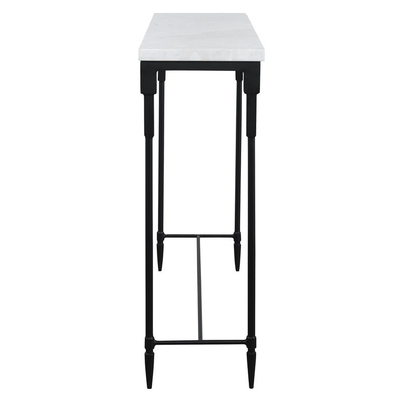 Uttermost Bourges Marble and Iron Console Table in White/Black