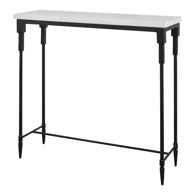 Uttermost Bourges Marble and Iron Console Table in White/Black