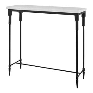 Uttermost Bourges Marble and Iron Console Table in White/Black