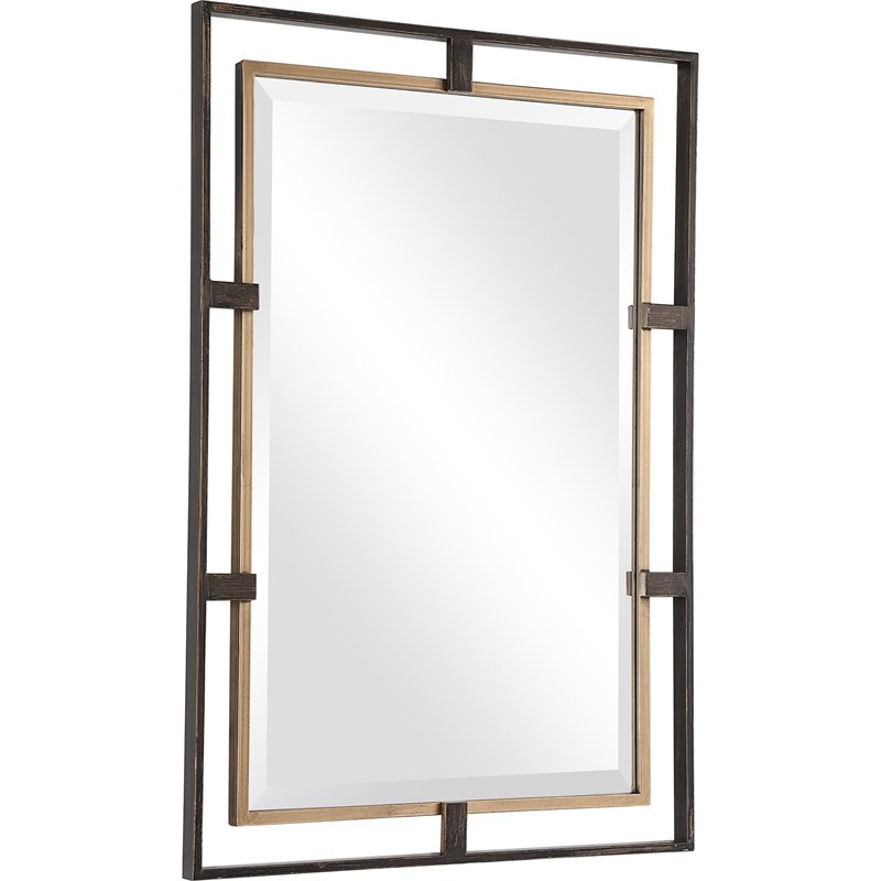 Uttermost Carrizo Rectangle Iron Metal and MDF Mirror in Gold/Bronze