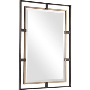 Uttermost Carrizo Rectangle Iron Metal and MDF Mirror in Gold/Bronze