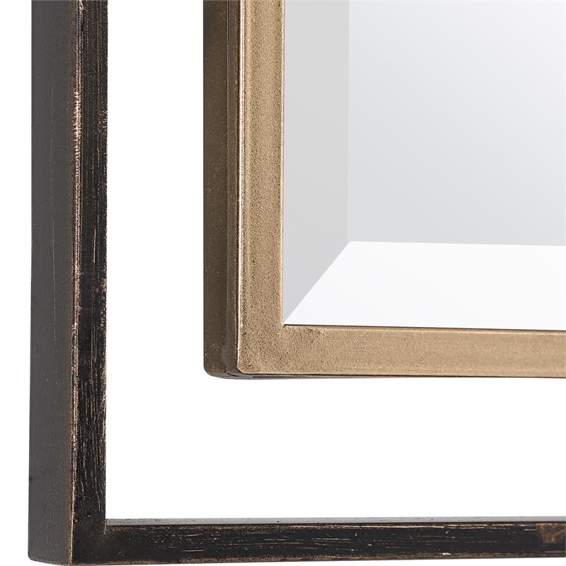 Uttermost Carrizo Rectangle Iron Metal and MDF Mirror in Gold/Bronze