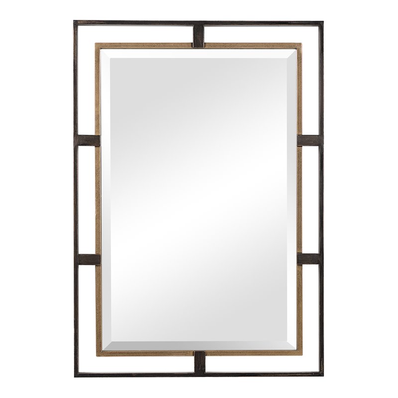Uttermost Carrizo Rectangle Iron Metal and MDF Mirror in Gold/Bronze