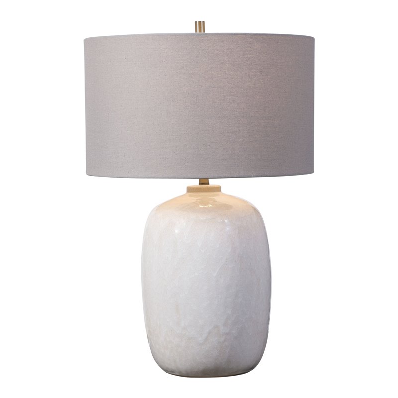 Uttermost Winterscape Ceramic and Steel Table Lamp in Cream-ivory/Nickel