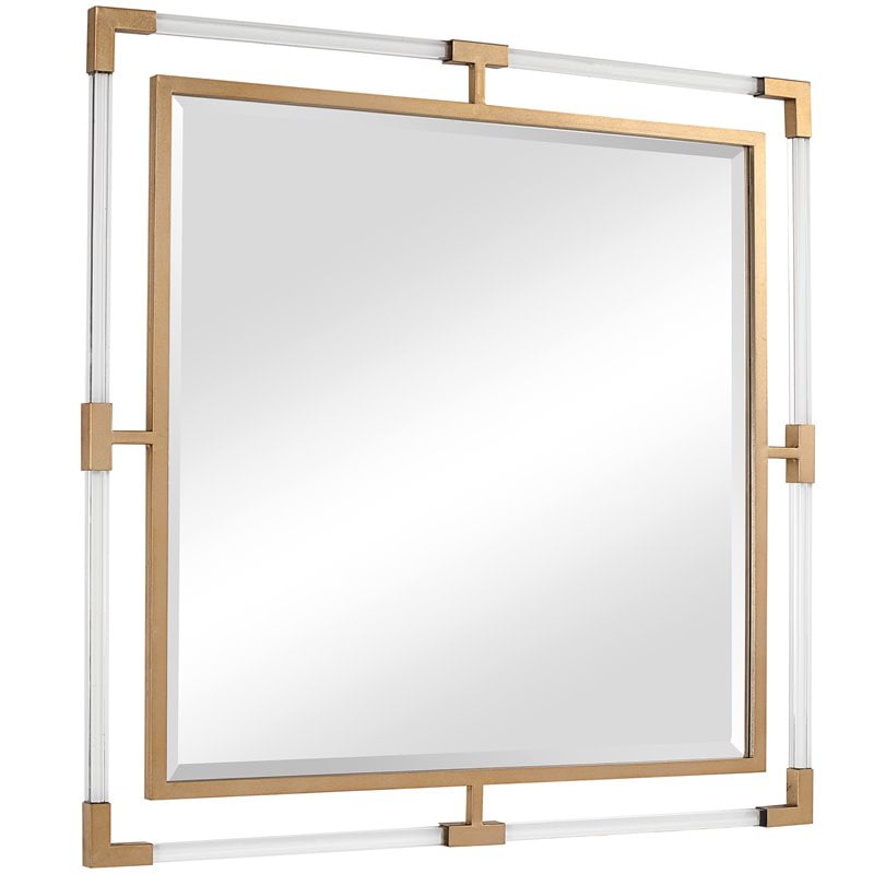 Uttermost Balkan Square Iron Metal and Clear Acrylic Mirror in Gold
