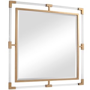 Uttermost Balkan Square Iron Metal and Clear Acrylic Mirror in Gold