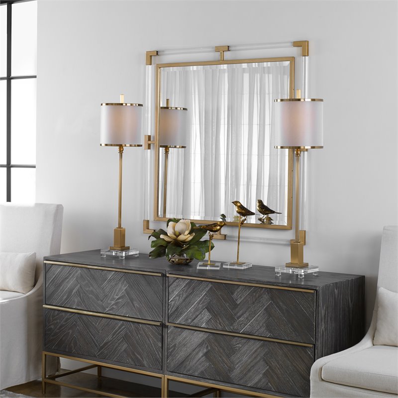 Uttermost Balkan Square Iron Metal and Clear Acrylic Mirror in Gold