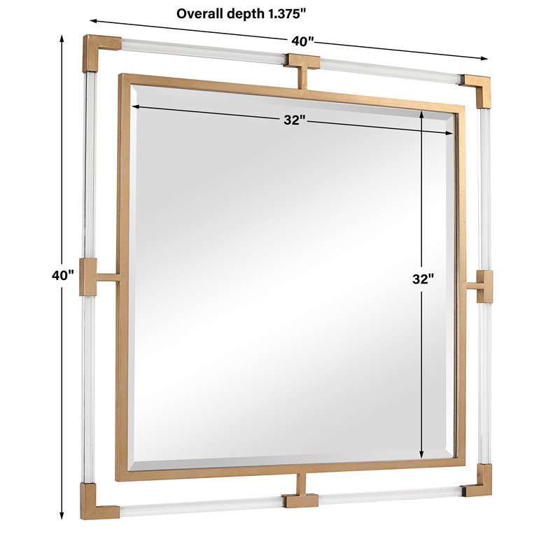 Uttermost Balkan Square Iron Metal and Clear Acrylic Mirror in Gold