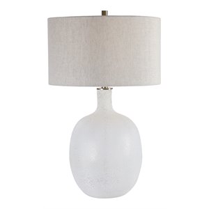 Uttermost Whiteout Mottled Glass and Fabric Table Lamp in Aged White
