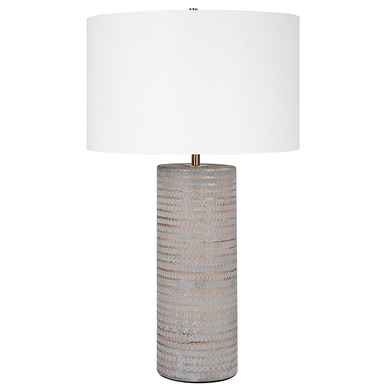 Uttermost Monolith Ceramic and Iron Table Lamp in Pewter/Antique Brass