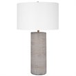 Uttermost Monolith Ceramic and Iron Table Lamp in Pewter/Antique Brass