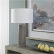 Uttermost Monolith Ceramic and Iron Table Lamp in Pewter/Antique Brass
