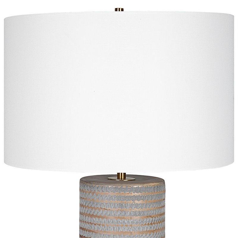 Uttermost Monolith Ceramic and Iron Table Lamp in Pewter/Antique Brass
