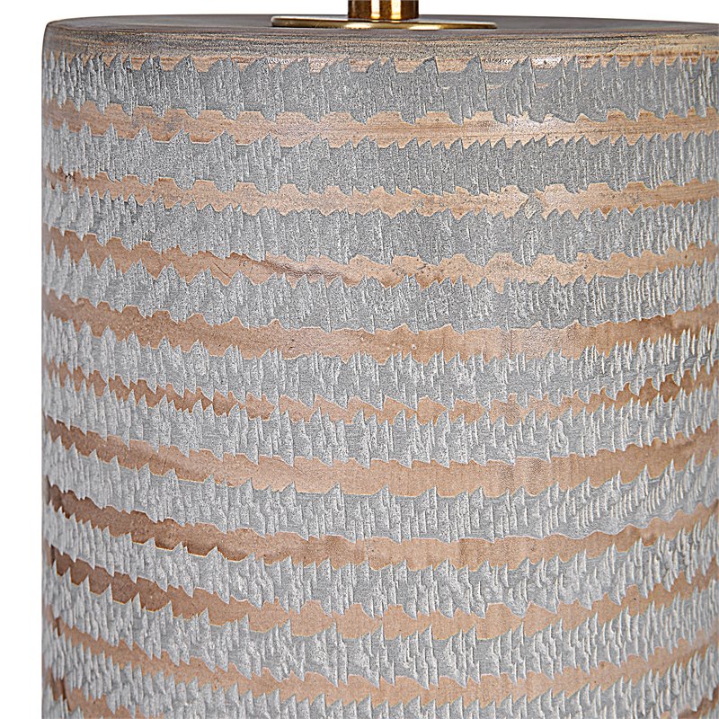 Uttermost Monolith Ceramic and Iron Table Lamp in Pewter/Antique Brass