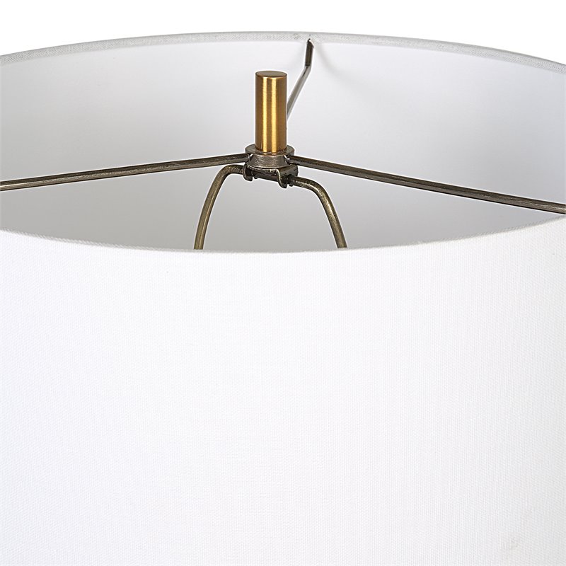 Uttermost Monolith Ceramic and Iron Table Lamp in Pewter/Antique Brass