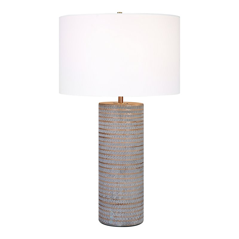 Uttermost Monolith Ceramic and Iron Table Lamp in Pewter/Antique Brass