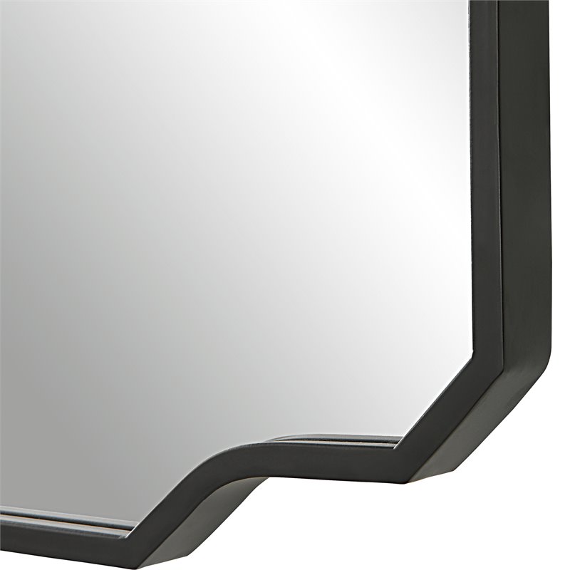 Uttermost Casmus Contemporary Iron Metal Wall Mirror in Matte Black