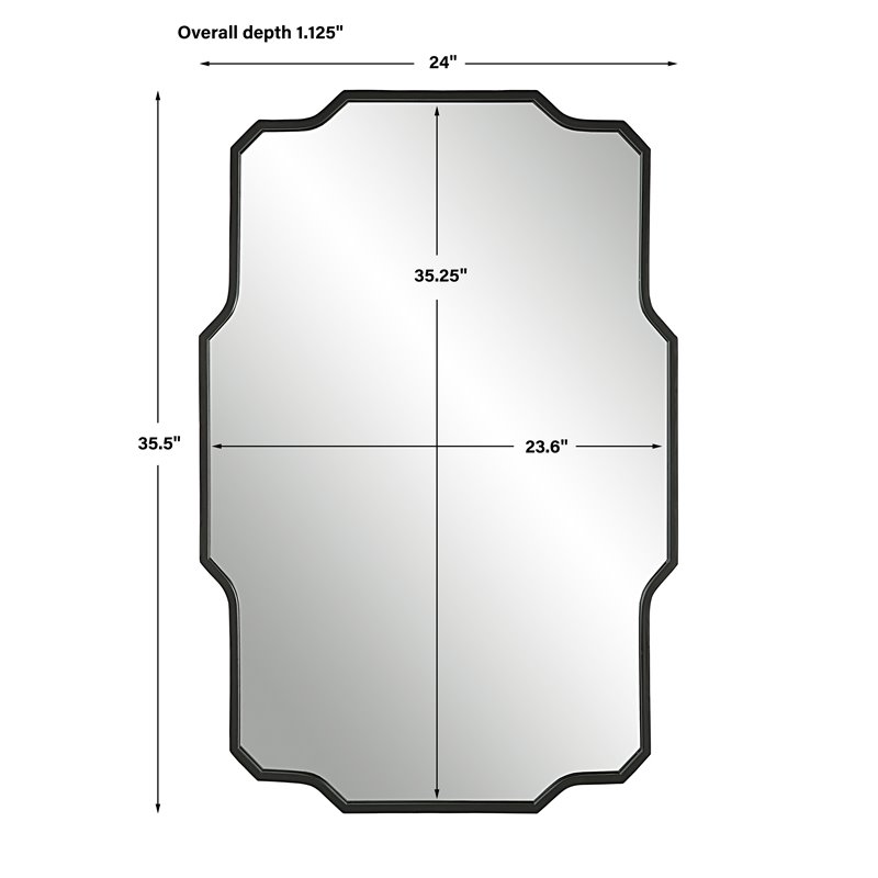 Uttermost Casmus Contemporary Iron Metal Wall Mirror in Matte Black