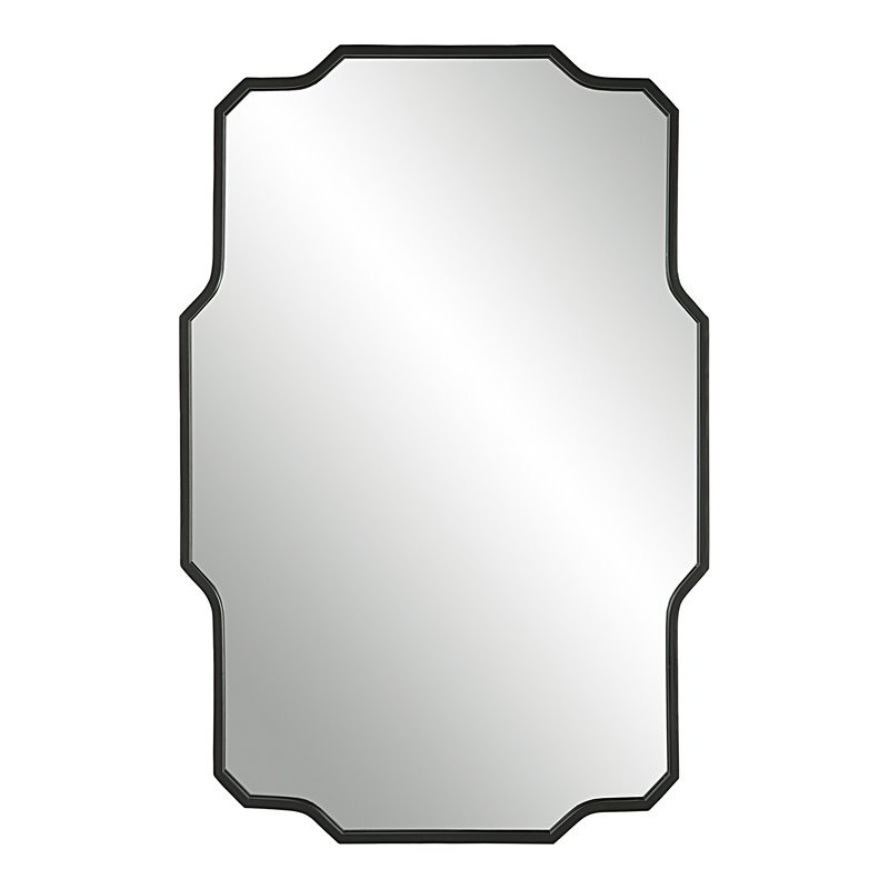 Uttermost Casmus Contemporary Iron Metal Wall Mirror in Matte Black