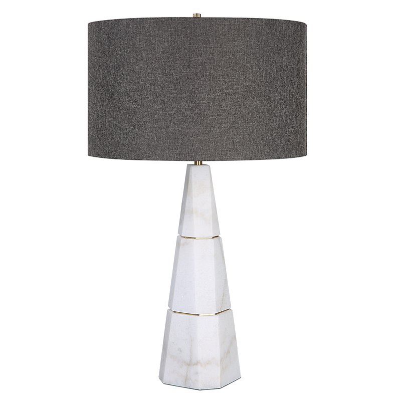 Uttermost Citadel Contemporary Marble Iron and Fabric Table Lamp - Elegant White