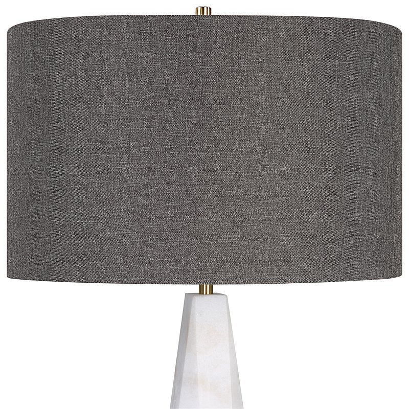 Uttermost Citadel Contemporary Marble Iron and Fabric Table Lamp - Elegant White
