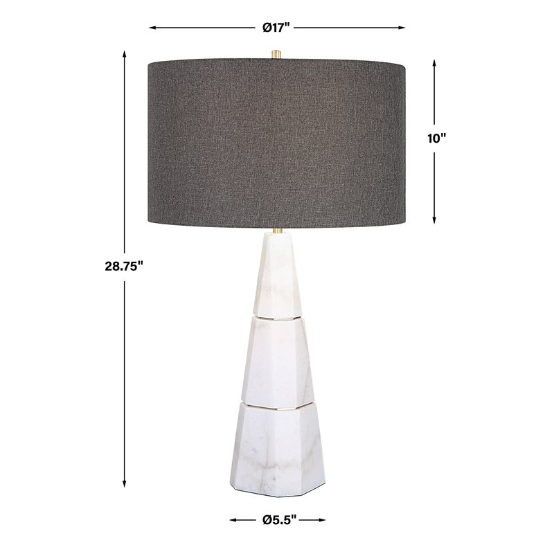 Uttermost Citadel Contemporary Marble Iron and Fabric Table Lamp - Elegant White