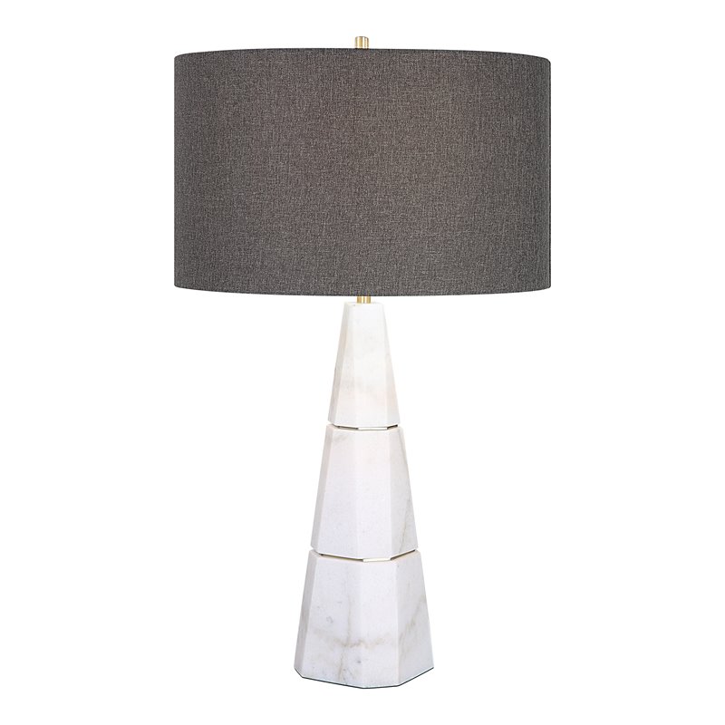 Uttermost Citadel Contemporary Marble Iron and Fabric Table Lamp - Elegant White
