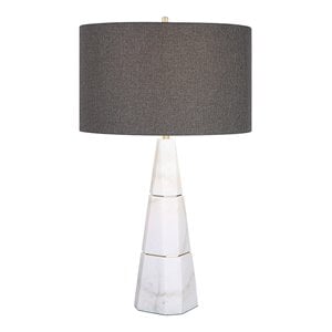 Uttermost Citadel Contemporary Marble Iron and Fabric Table Lamp - Elegant White