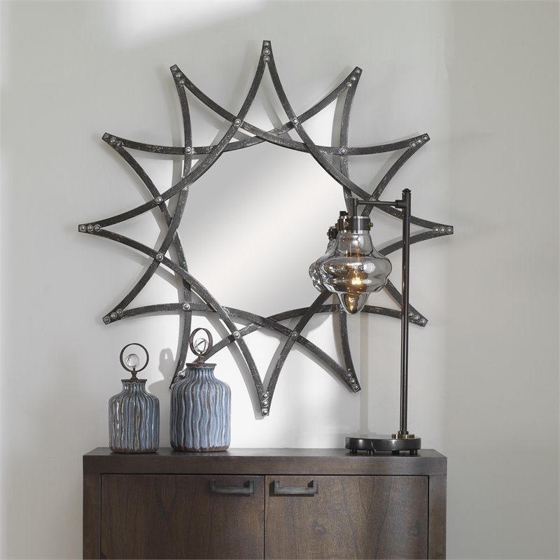 Uttermost Solaris Traditional Iron Metal and MDF Star Mirror in Silver