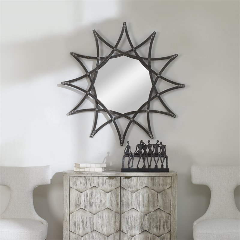 Uttermost Solaris Traditional Iron Metal and MDF Star Mirror in Silver