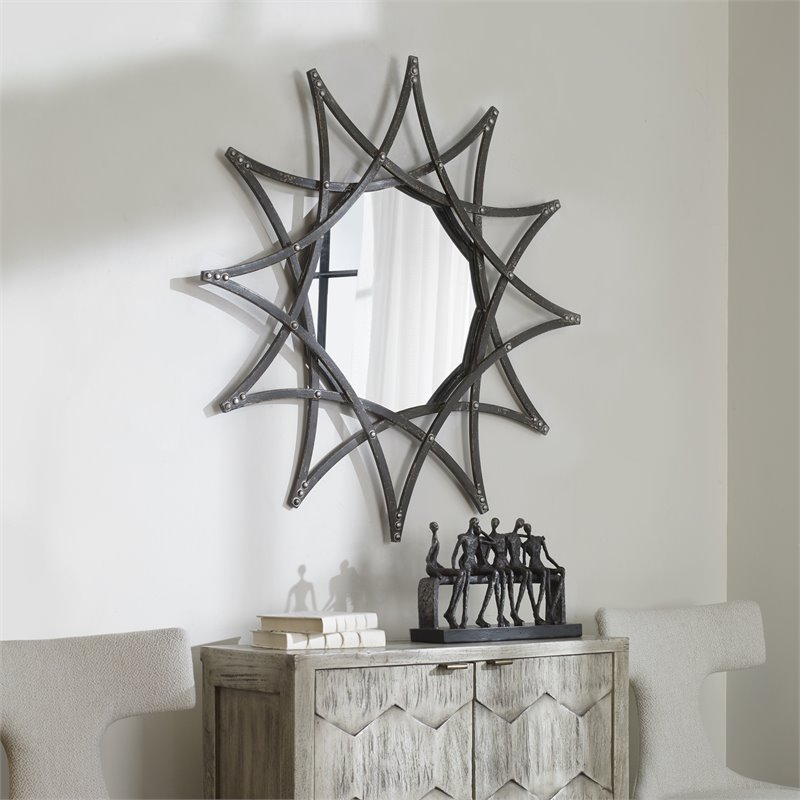 Uttermost Solaris Traditional Iron Metal and MDF Star Mirror in Silver