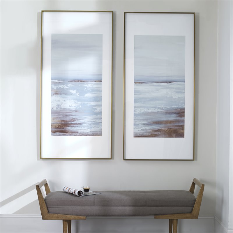 Uttermost Coastline Aluminum Framed Prints in Light Blue/Gray (Set of 2)