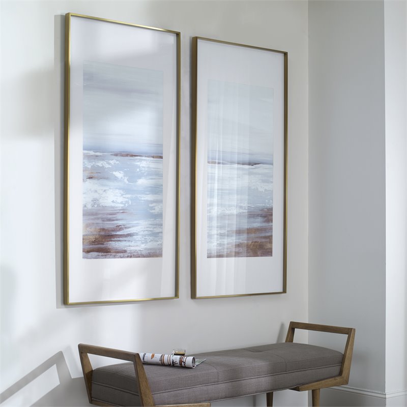 Uttermost Coastline Aluminum Framed Prints in Light Blue/Gray (Set of 2)