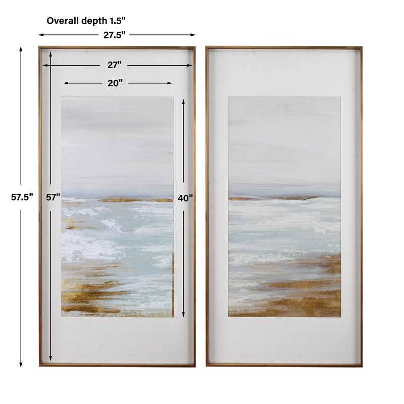 Uttermost Coastline Aluminum Framed Prints in Light Blue/Gray (Set of 2)