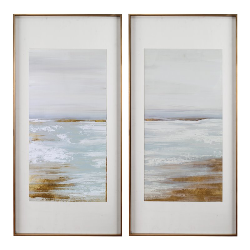Uttermost Coastline Aluminum Framed Prints in Light Blue/Gray (Set of 2)