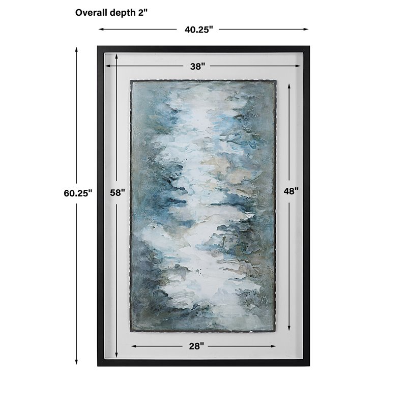 Uttermost Lakeside Grande Wood Framed Abstract Print in Blue-green/White