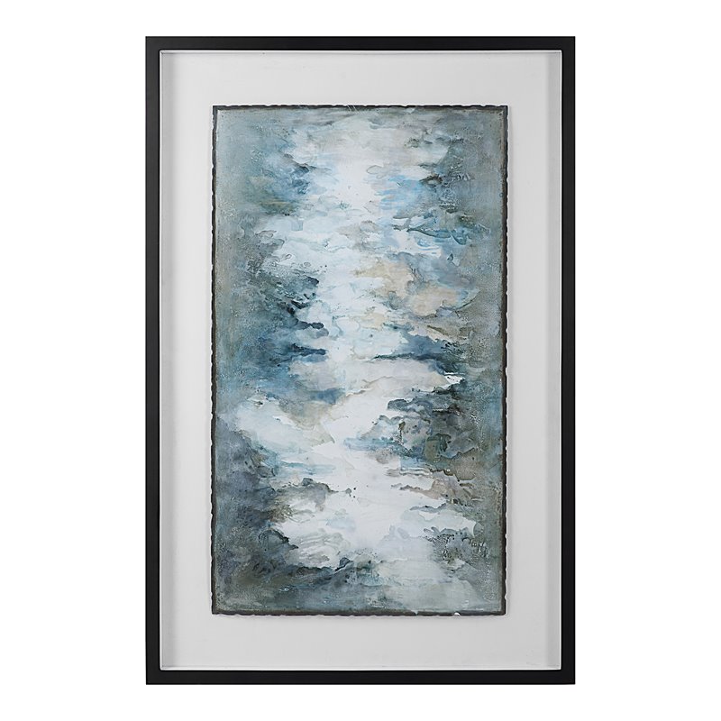 Uttermost Lakeside Grande Wood Framed Abstract Print in Blue-green/White