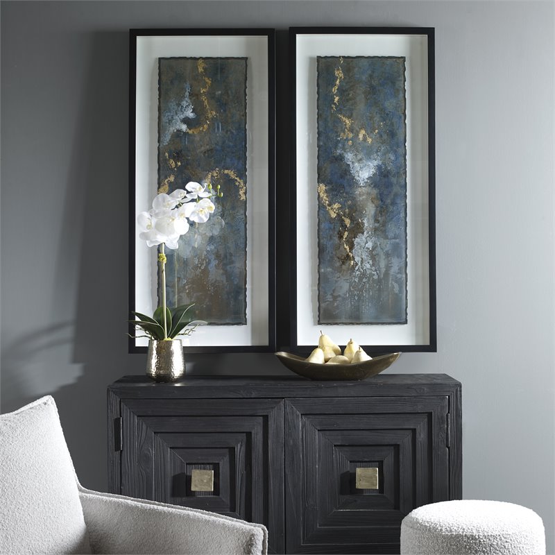 Uttermost Glimmering Agate Wood Abstract Prints in Multi-Color (Set of 2)