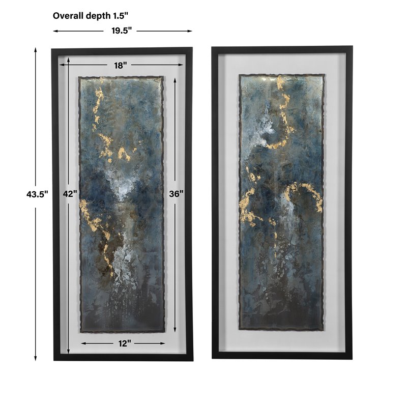 Uttermost Glimmering Agate Wood Abstract Prints in Multi-Color (Set of 2)
