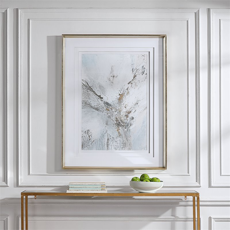Uttermost Ethos Wood and Glass Framed Abstract Print in Gray/Gold