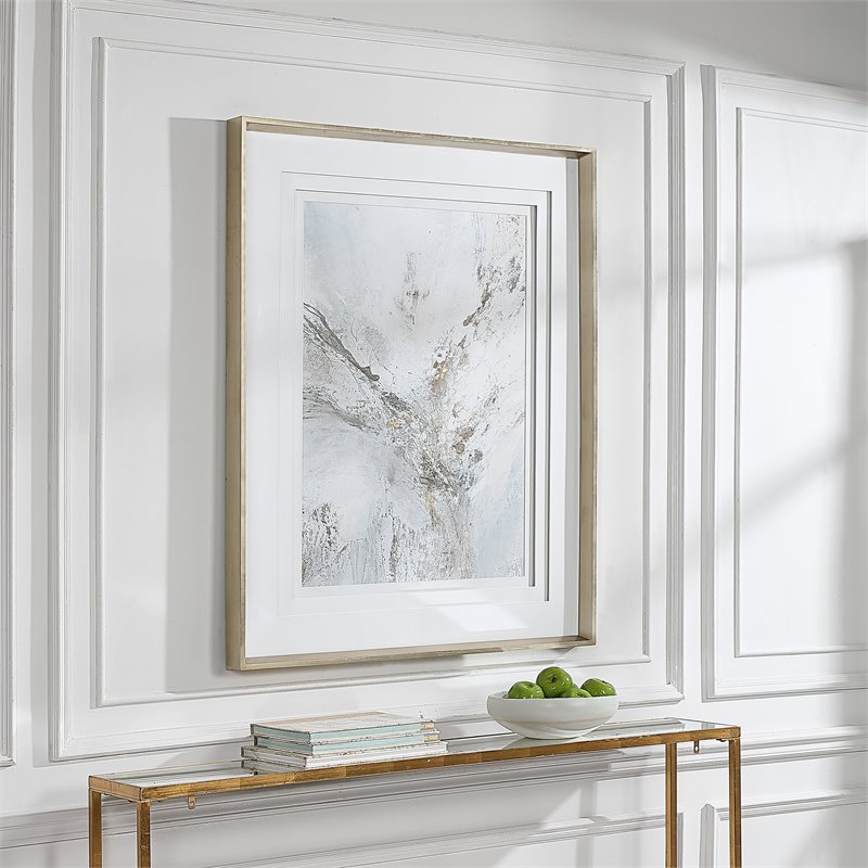 Uttermost Ethos Wood and Glass Framed Abstract Print in Gray/Gold