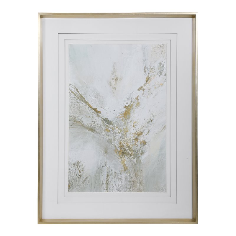 Uttermost Ethos Wood and Glass Framed Abstract Print in Gray/Gold